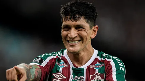 RJ – RIO DE JANEIRO – 02/05/2023 – LIBERTADORES 2023, FLUMINENSE X RIVER PLATE – German Cano jogador do Fluminense comemora seu gol durante partida contra o River Plate no estadio Maracana pelo campeonato Libertadores 2023. Foto: Thiago Ribeiro/AGIF