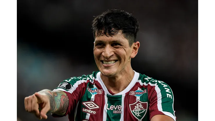 RJ - RIO DE JANEIRO - 02/05/2023 - LIBERTADORES 2023, FLUMINENSE X RIVER PLATE - German Cano jogador do Fluminense comemora seu gol durante partida contra o River Plate no estadio Maracana pelo campeonato Libertadores 2023. Foto: Thiago Ribeiro/AGIF