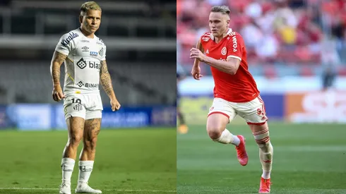 Reprodução/ AGIF- Soteldo (Santos) e Alemão (Inter).