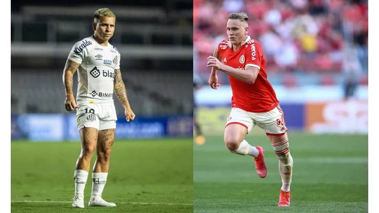 Reprodução/ AGIF- Soteldo (Santos) e Alemão (Inter).