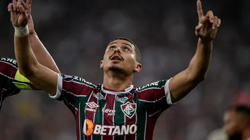 RJ – RIO DE JANEIRO – 24/08/2023 – LIBERTADORES 2023, FLUMINENSE X OLIMPIA – Andre jogador do Fluminense comemora seu gol durante partida contra o Olimpia no estadio Maracana pelo campeonato Libertadores 2023. Foto: Thiago Ribeiro/AGIF