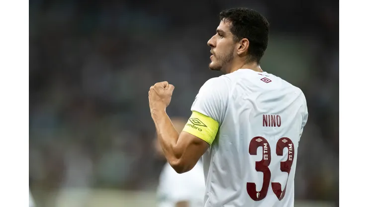 RJ - RIO DE JANEIRO - 12/04/2023 - COPA DO BRASIL 2023, FLUMINENSE X PAYSANDU - Nino jogador do Fluminense comemora seu gol durante partida contra o Paysandu no estadio Maracana pelo campeonato Copa do Brasil 2023. Foto: Jorge Rodrigues/AGIF