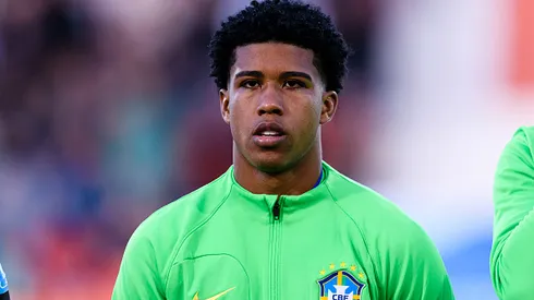 MENDOZA, ARGENTINA - MAY 21: Andrey Santos of Brazil getting into the field during FIFA U-20 World Cup Argentina 2023 Group D match between Italy and Brazil at Estadio Malvinas Argentinas on May 21, 2023 in Mendoza, Argentina. (Photo by Marcio Machado/Eurasia Sport Images/Getty Images)