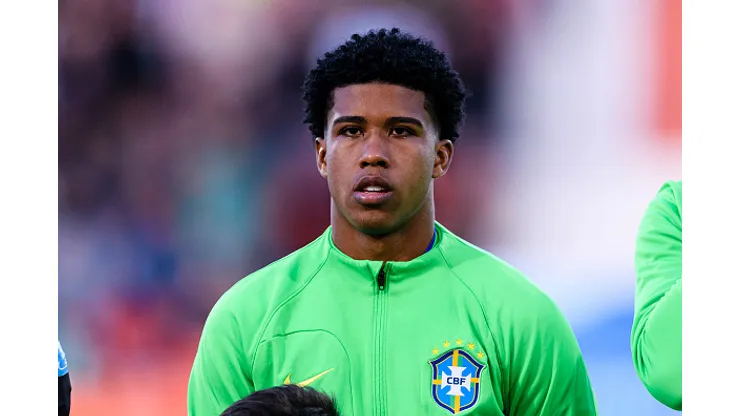 MENDOZA, ARGENTINA - MAY 21: Andrey Santos of Brazil getting into the field during FIFA U-20 World Cup Argentina 2023 Group D match between Italy and Brazil at Estadio Malvinas Argentinas on May 21, 2023 in Mendoza, Argentina. (Photo by Marcio Machado/Eurasia Sport Images/Getty Images)