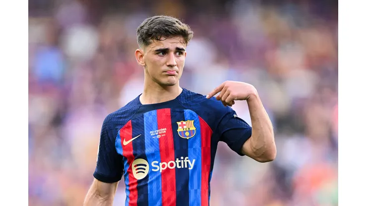 Gavi, meia do Barcelona. Foto: David Ramos/Getty Images)