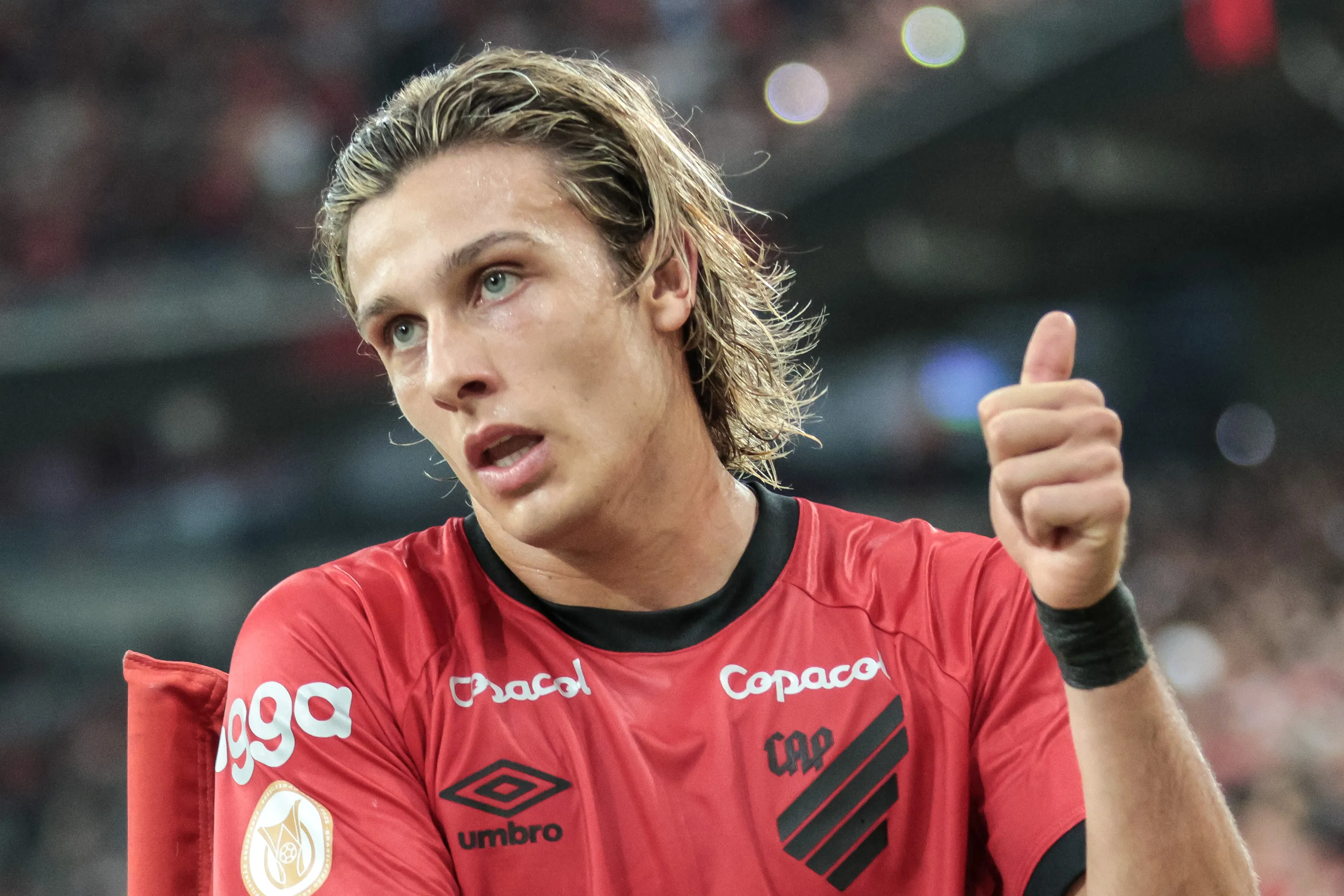 Agustin Canobbio durante partida contra o Corinthians no estadio Arena da Baixada pelo campeonato BRASILEIRO A 2023. Foto: Robson Mafra/AGIF
