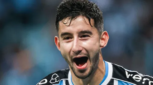 Mathias Villasanti jogador do Grêmio comemora seu gol durante partida contra o Bahia no estádio Arena do Grêmio pelo campeonato Copa do Brasil 2023. Foto: Maxi Franzoi/AGIF