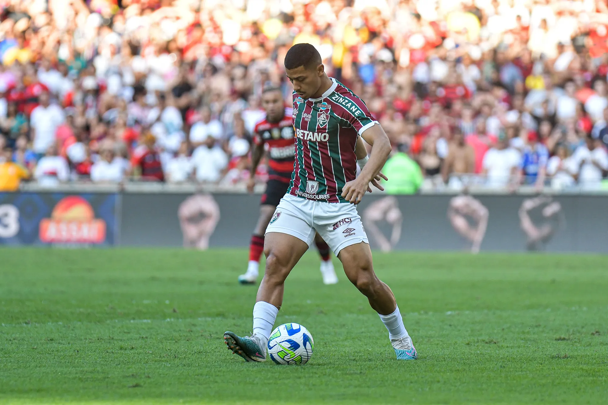 Andre durante partida contra o Flamengo no estadio Maracana pelo campeonato Brasileiro A 2023. Foto: Thiago Ribeiro/AGIF