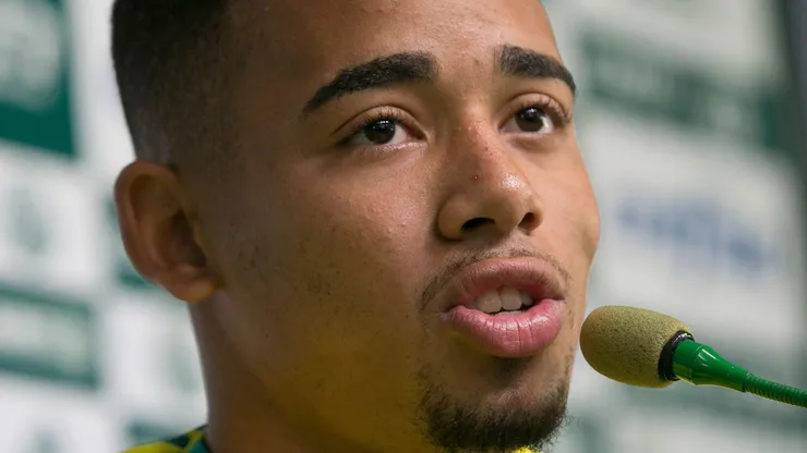 tacante Gabriel Jesus durante coletiva de imprensa do Palmeiras no CT Academia de Futebol - Barra Funda. Foto: Daniel Vorley/AGIF.