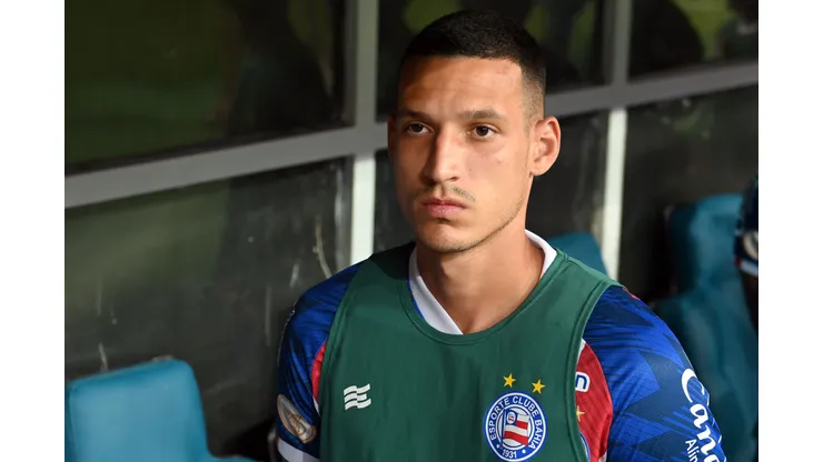Gabriel Xavier, jogador do Bahia durante partida contra o Fortaleza no estadio Arena Fonte Nova pelo campeonato Brasileiro A 2023. Foto: Walmir Cirne/AGIF