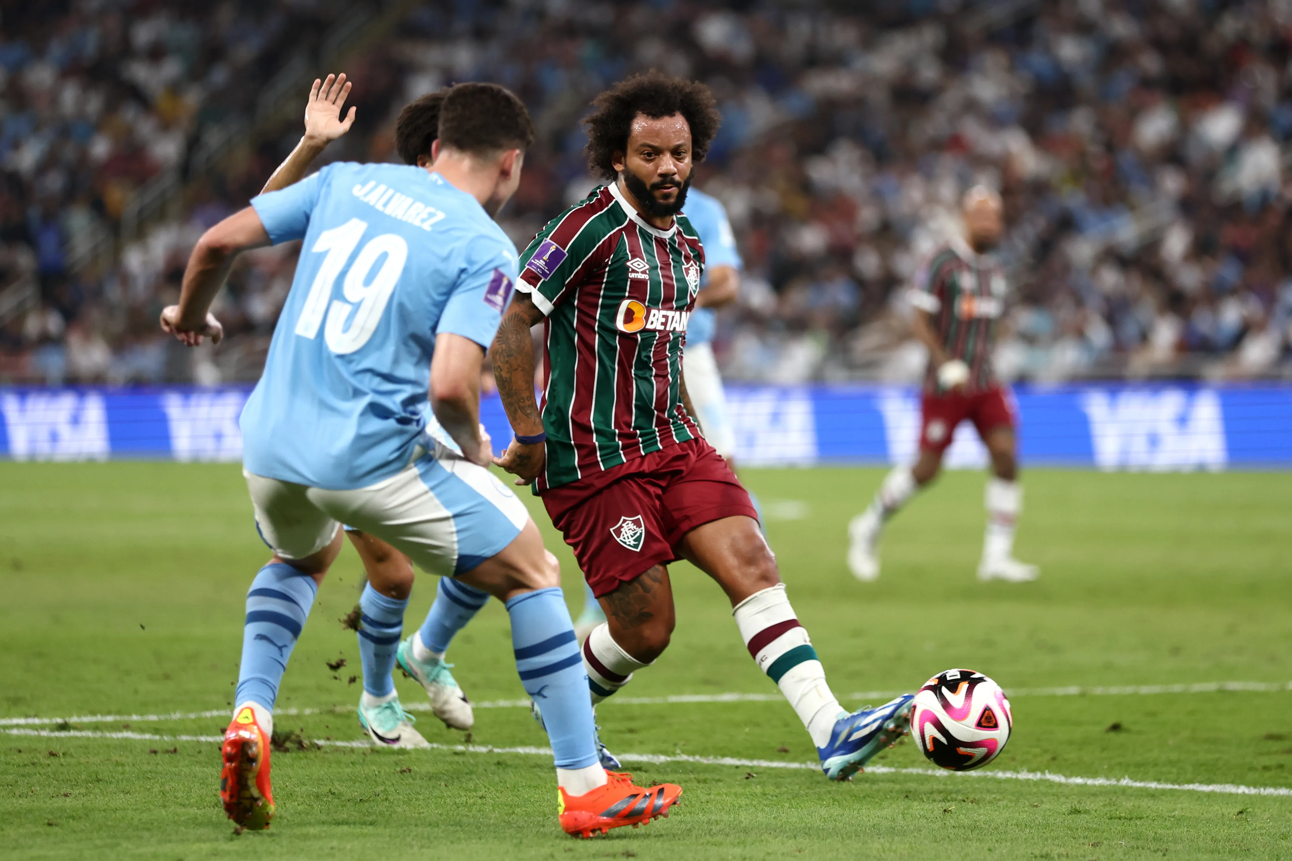 Lance de Manchester City x Fluminense pela final do Mundial de Clubes em Jeddah,Arábia Saudita. Foto: Francois Nel/Getty Images
