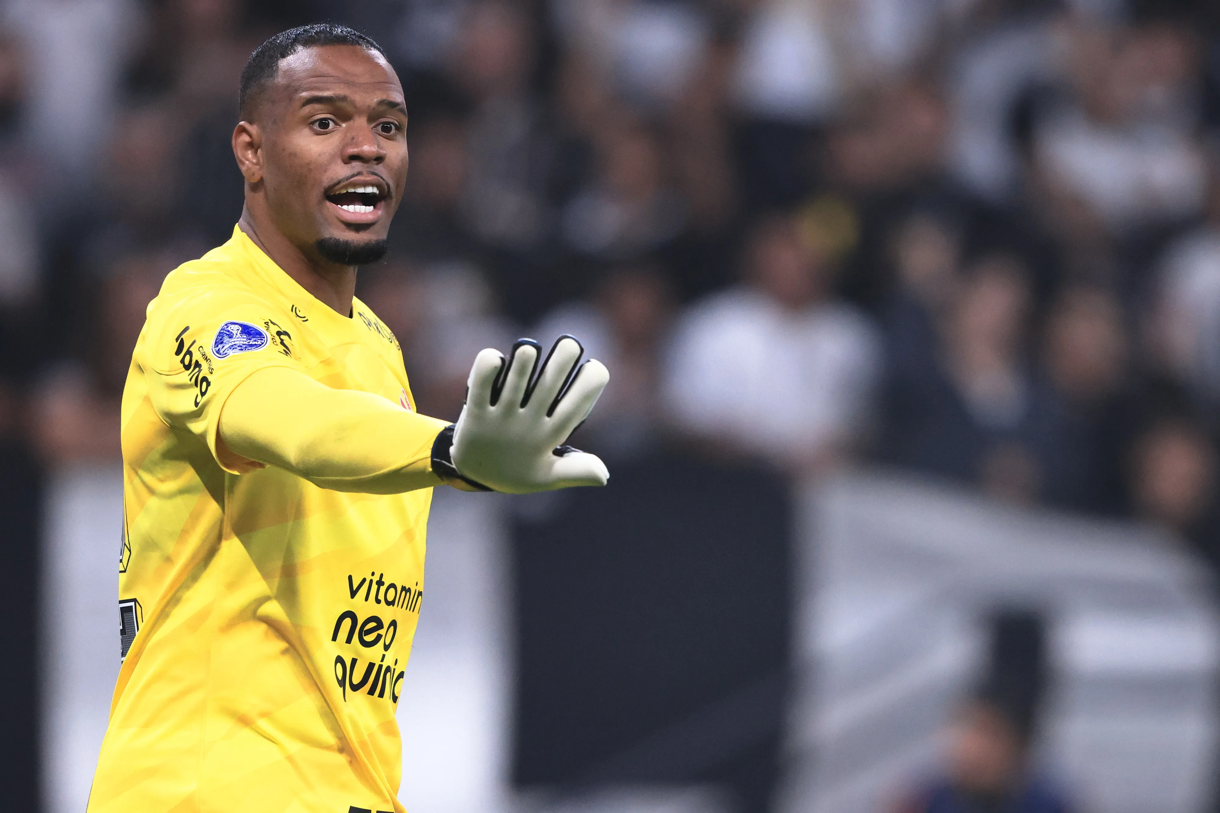Carlos Miguel durante partida contra o Universitario no estadio Arena Corinthians pelo campeonato Copa Sul-Americana 2023. Foto: Ettore Chiereguini/AGIF