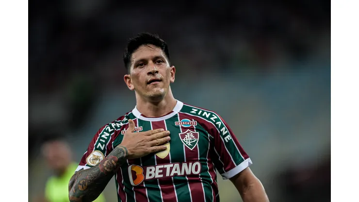 Cano jogador do Fluminense comemora seu gol durante partida contra o Sao Paulo no estadio Maracana pelo campeonato Brasileiro A 2023. Foto: Thiago Ribeiro/AGIF