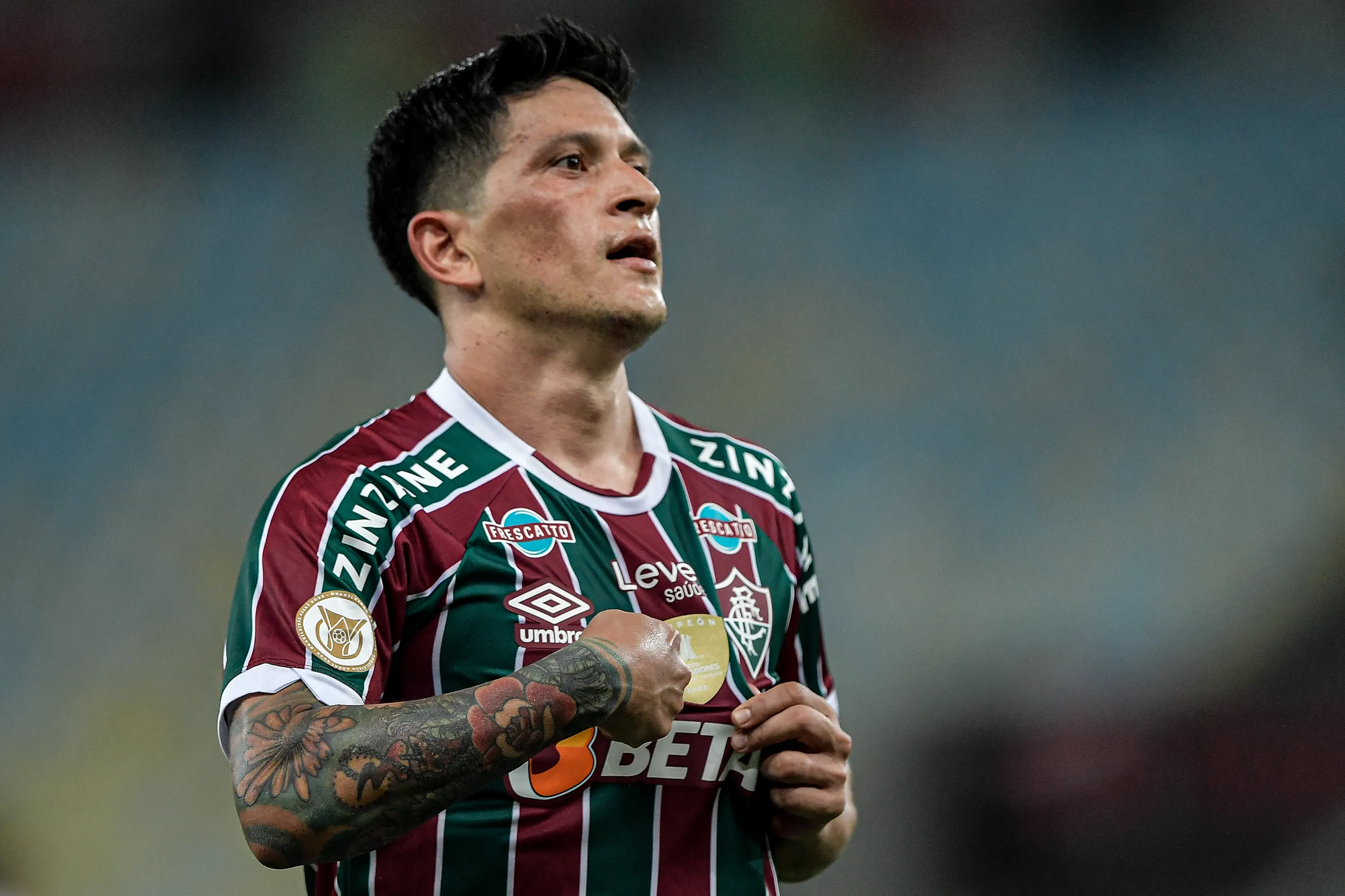 Cano jogador do Fluminense comemora seu gol durante partida contra o Sao Paulo no estadio Maracana pelo campeonato Brasileiro A 2023. Foto: Thiago Ribeiro/AGIF