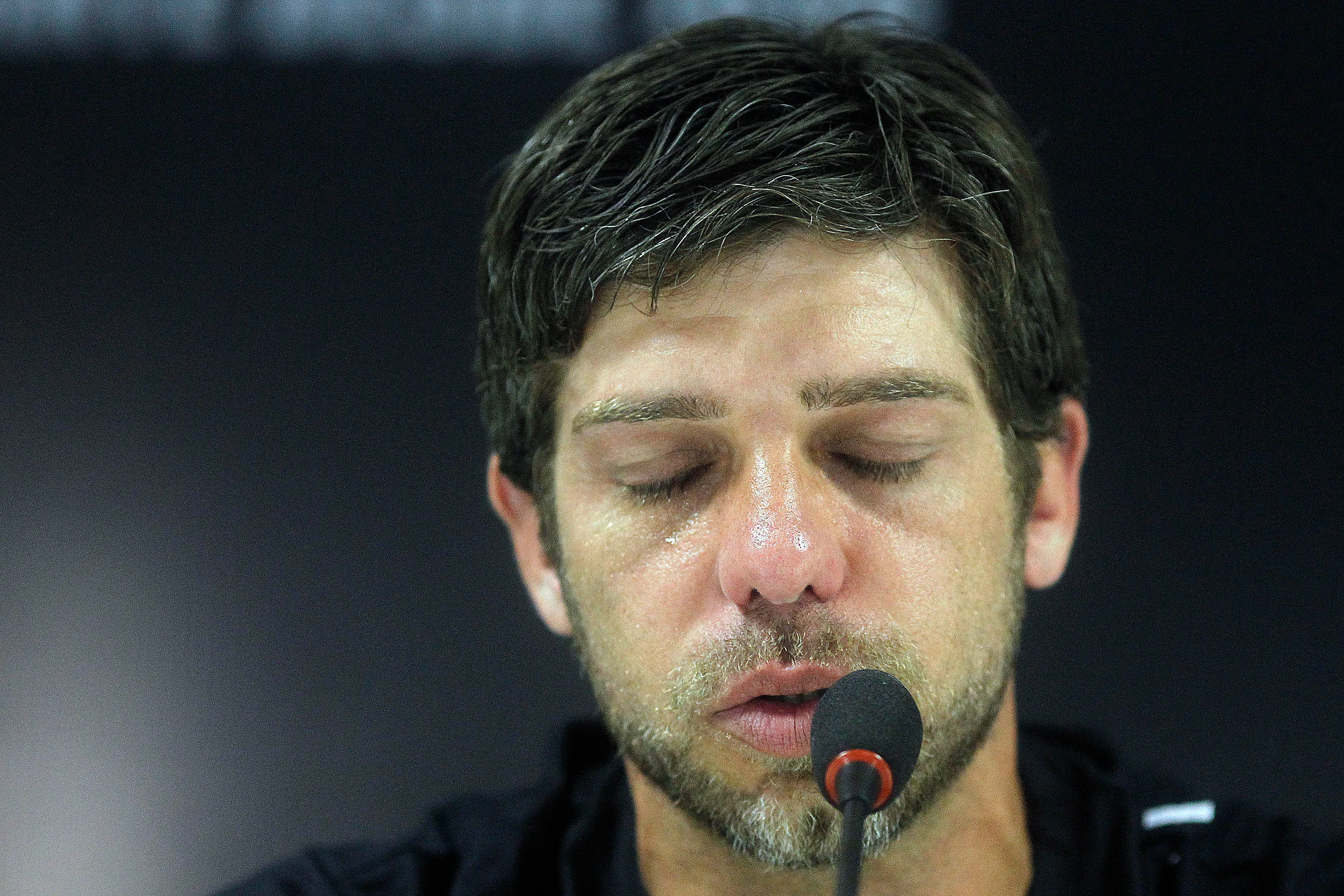 Juninho durante coletiva em São Januário, o jogador anunciou sua aposentadoria no futebol. Foto: Wagner Meier/AGIF