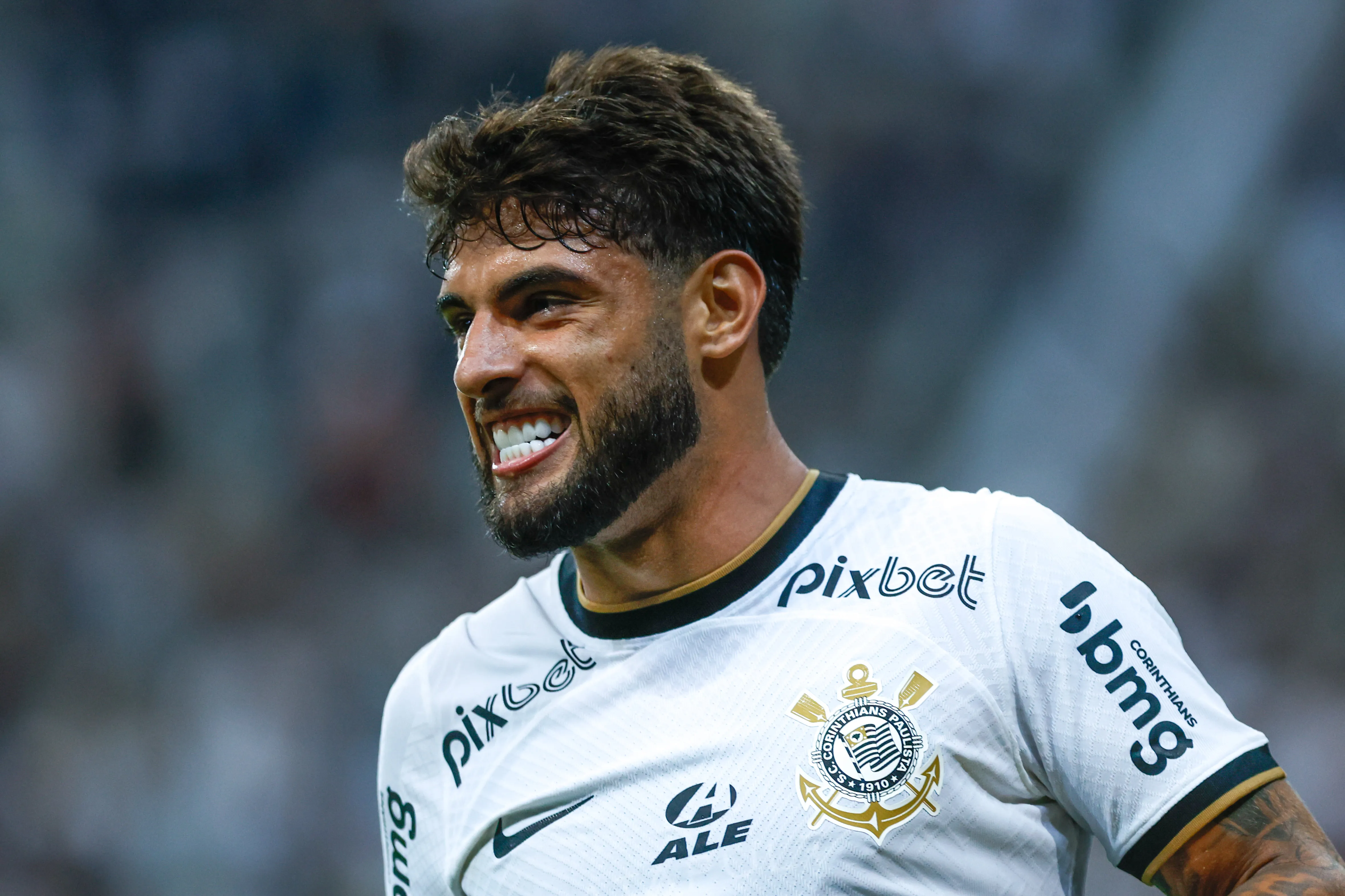 Yuri Alberto comemora seu gol durante partida contra o Agua Santa no estadio Arena Corinthians pelo campeonato Paulista 2023. Foto: Marcello Zambrana/AGIF