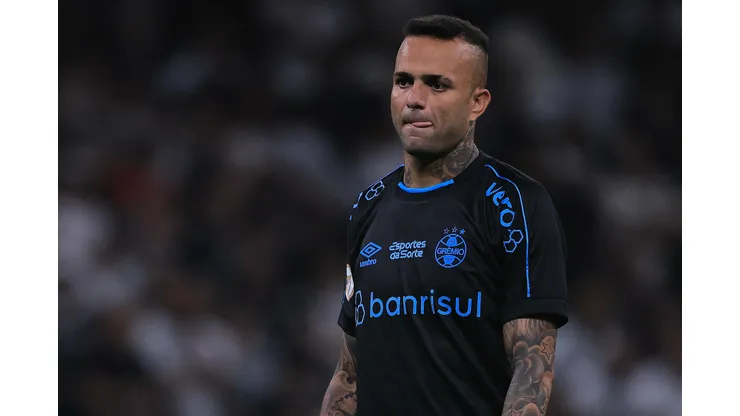 Luan jogador do Grêmio durante partida contra o Corinthians no estádio Arena Corinthians pelo campeonato Brasileiro A 2023. Foto: Ettore Chiereguini/AGIF