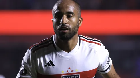 Lucas Moura jogador do São Paulo durante partida contra o Corinthians no estadio Morumbi pelo campeonato Copa do Brasil 2023. Foto: Marcello Zambrana/AGIF