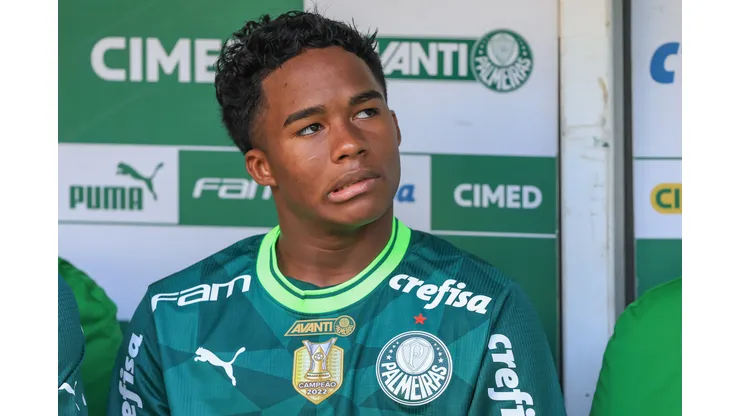 Endrick jogador do Palmeiras durante partida contra o Botafogo no estadio Arena Allianz Parque pelo campeonato BRASILEIRO A 2023. Foto: Marcello Zambrana/AGIF