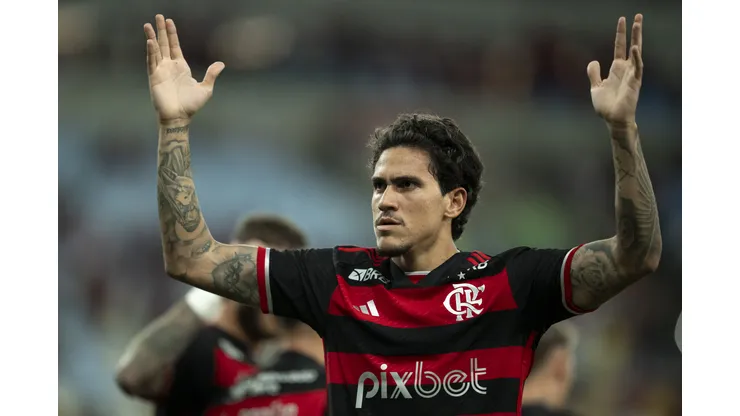 Pedro jogador do Flamengo comemora seu gol durante partida contra o Boavista no estadio Maracana pelo campeonato Carioca 2024. Foto: Jorge Rodrigues/AGIF
