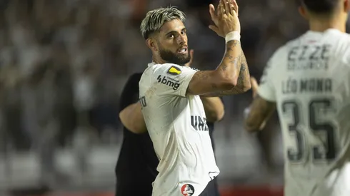 Yuri Alberto jogador do Corinthians comemora seu gol durante partida contra o Botafogo-SP no estadio Santa Cruz pelo campeonato Paulista 2024. Foto: Leonardo Lima/AGIF
