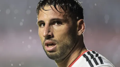 Calleri jogador do São Paulo durante partida contra o Santos no estádio Morumbi pelo campeonato Paulista 2023. Foto: Marcello Zambrana/AGIF