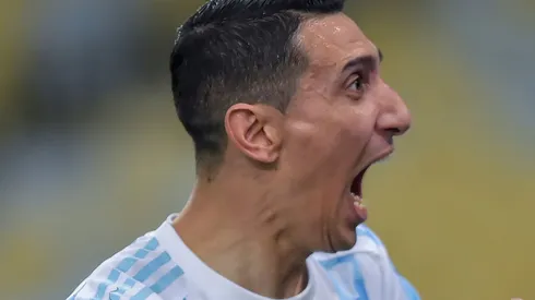Di Maria jogador do Argentina comemora seu gol durante partida contra o Brasil no estádio Maracanã pelo campeonato Copa América 2021. Foto: Thiago Ribeiro/AGIF