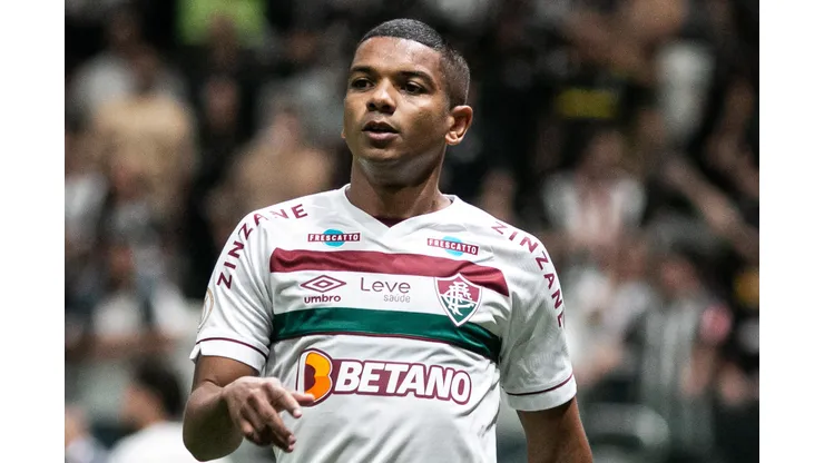 David Braz jogador do Fluminense durante partida contra o Atletico-MG no estadio Arena MRV pelo campeonato Brasileiro A 2023. Foto: Fernando Moreno/AGIF