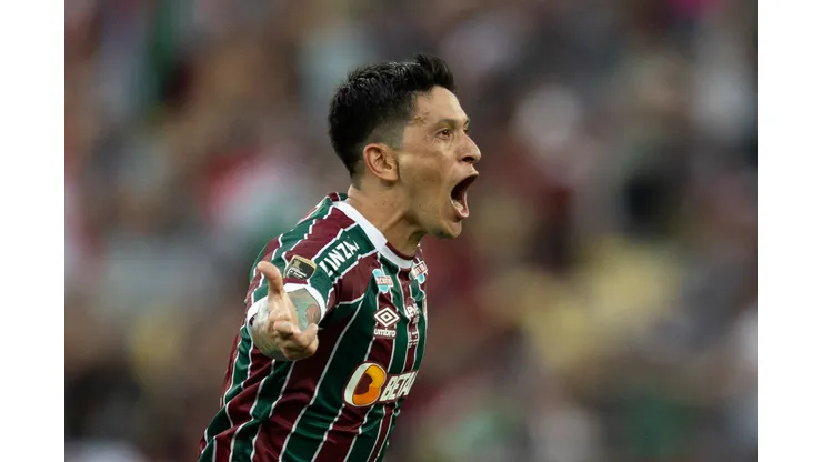 Germán Cano comemorando gol pelo Fluminense