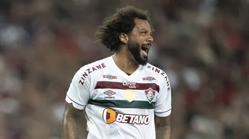 Marcelo jogador do Fluminense lamenta durante partida contra o Flamengo no estádio Maracanã pelo campeonato Carioca 2024. Jorge Rodrigues/AGIF