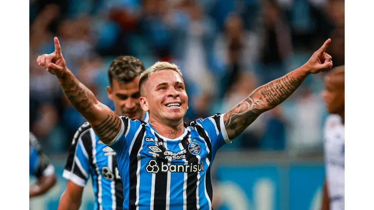 Yeferson Soteldo jogador do Grêmio comemora seu gol durante partida contra o São Jose na Arena do Grêmio pelo campeonato Gaúcho 2024. Foto: Maxi Franzoi/AGIF