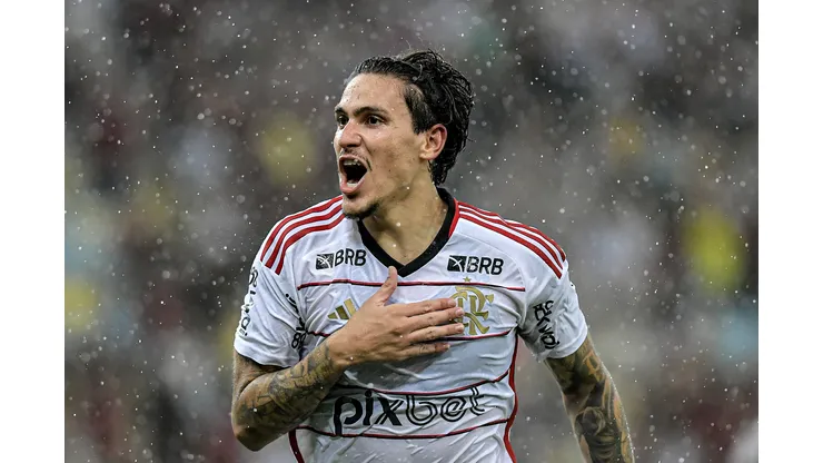 Pedro comemorando gol no Fla-Flu. Atacante chegou a nove gols na temporada - Foto: Thiago Ribeiro/AGIF