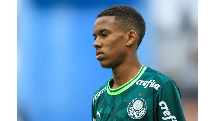 Estevao jogador do Palmeiras durante partida contra o Sport no estadio Arena Barueri pelo campeonato Copa Sao Paulo 2024. Atleta é pedido entre os titulares. Foto: Marcello Zambrana/AGIF