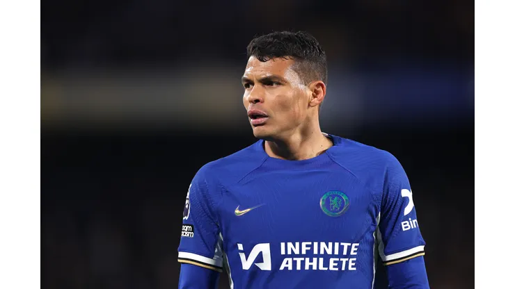 LONDON, ENGLAND - APRIL 15: Thiago Silva of Chelsea during the Premier League match between Chelsea FC and Everton FC at Stamford Bridge on April 15, 2024 in London, England. (Photo by Alex Pantling/Getty Images) (Photo by Alex Pantling/Getty Images)