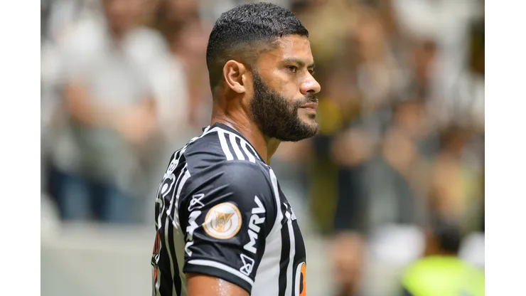 Hulk jogador do Atletico-MG durante partida contra o Cuiaba no estadio Arena MRV pelo campeonato Brasileiro A 2023. Atacante recebeu fala polêmica. Foto: Alessandra Torres/AGIF