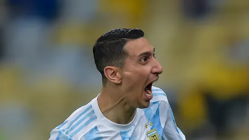 Di Maria jogador do Argentina comemora seu gol durante partida contra o Brasil no estádio Maracanã pelo campeonato Copa América 2021. Craque pode pintar no Inter. Foto: Thiago Ribeiro/AGIF