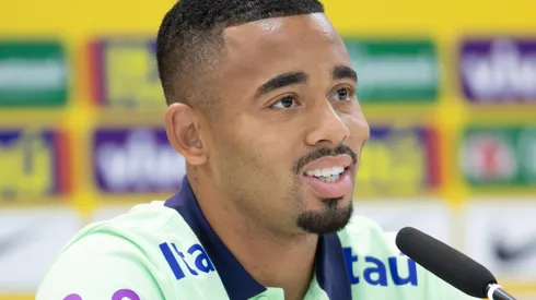 Gabriel Jesus jogador da Selecao Brasileira durante coletiva de imprensa realizada no Arena Pantanal. Atacante deu declaração surpresa sobre o Verdão. Foto: Gil Gomes/AGIF