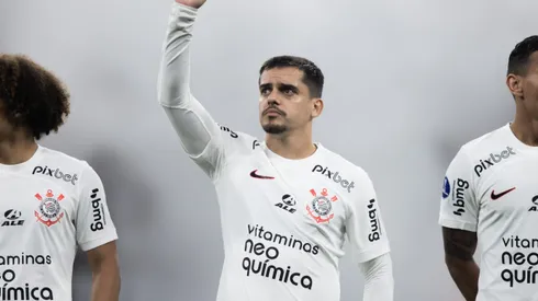 Fagner jogador do Corinthians durante partida contra o Newells Old Boys no estadio Arena Corinthians pelo campeonato Copa Sul-Americana 2023. Lateral deve ficar no Timão