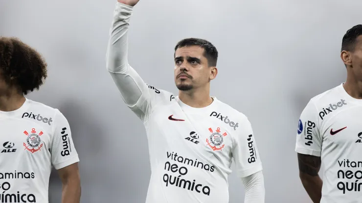 Fagner jogador do Corinthians durante partida contra o Newells Old Boys no estadio Arena Corinthians pelo campeonato Copa Sul-Americana 2023. Lateral deve ficar no Timão