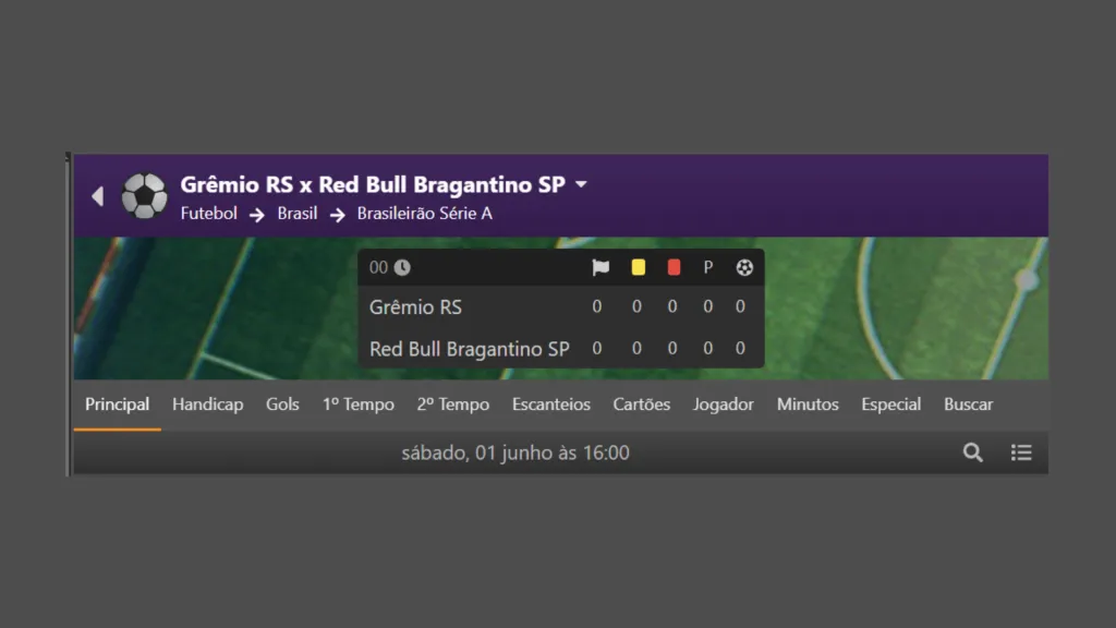 Captura de tela do site da Mr. Jack mostrando uma simulação de aposta de uma partida de futebol.