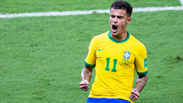 Coutinho jogador do Brasil comemora seu gol durante partida contra o Paraguai no estadio Mineirao pelo campeonato Eliminatorias Copa do Mundo 2022. Meia está próximo do Vasco da Gama.