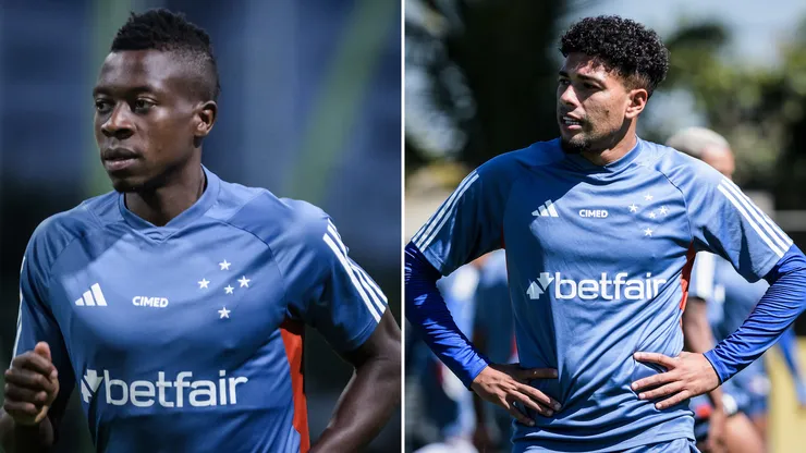 Fotos: Gustavo Aleixo/Cruzeiro - Palacios e Machado durante treinamento do Cruzeiro.