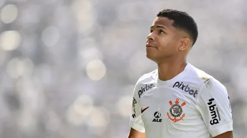 Wesley jogador do Corinthians durante partida contra o Bragantino no estadio Arena Corinthians pelo campeonato Brasileiro A 2023. Atacante segue visado por times do mercado europeu.
