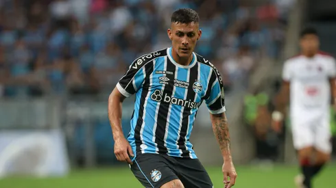 Cristian Pavon jogador do Gremio durante partida contra o Brasil de Pelotas no estadio Arena do Gremio pelo campeonato Gaucho 2024.