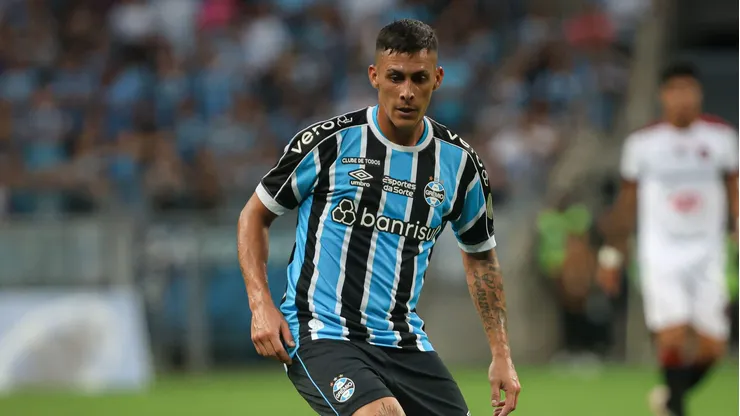 Cristian Pavon jogador do Gremio durante partida contra o Brasil de Pelotas no estadio Arena do Gremio pelo campeonato Gaucho 2024.
