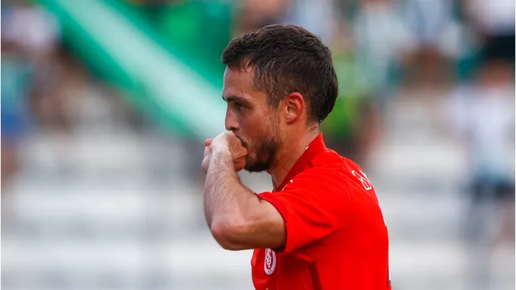 Hyoran jogador do Internacional comemora seu gol durante partida contra o Juventude no estadio Alfredo Jaconi pelo campeonato Gaucho 2024.