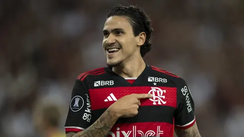 Pedro jogador do Flamengo comemora seu gol durante partida contra o Millonarios no estadio Maracana pelo campeonato Copa Libertadores 2024. Jorge Rodrigues/AGIF