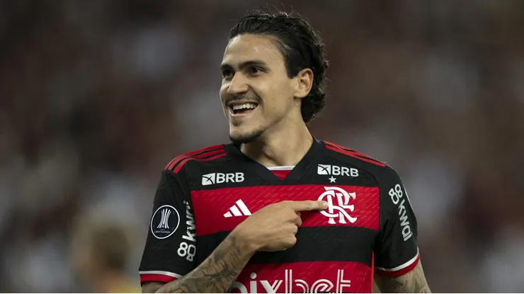Pedro jogador do Flamengo comemora seu gol durante partida contra o Millonarios no estadio Maracana pelo campeonato Copa Libertadores 2024. Jorge Rodrigues/AGIF