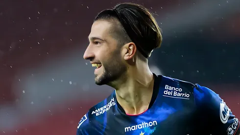 Lautaro Díaz, do Independiente del Valle, comemora após marcar o terceiro gol de seu time durante a partida de volta das quartas de final da Copa CONMEBOL Sudamericana 2022 entre Independiente del Valle e Deportivo Táchira, no Estádio Rodrigo Paz Delgado, em 9 de agosto de 2022, em Quito, Equador. Foto: Franklin Jacome/Getty Images