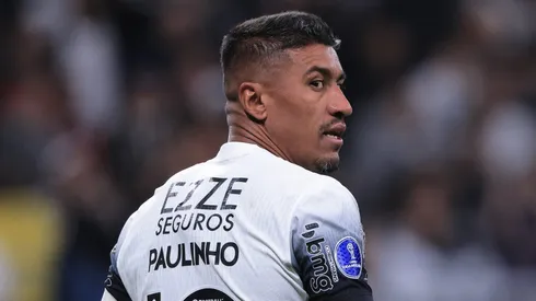 Paulinho jogador do Corinthians durante partida contra o Racing-URU na Arena Corinthians pelo campeonato Copa Sul-Americana 2024.